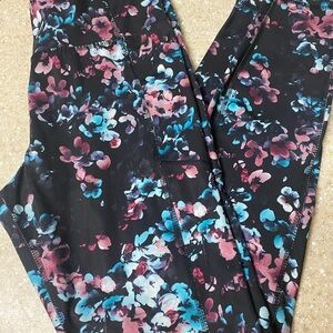 Avia Black and Pink Floral Leggings